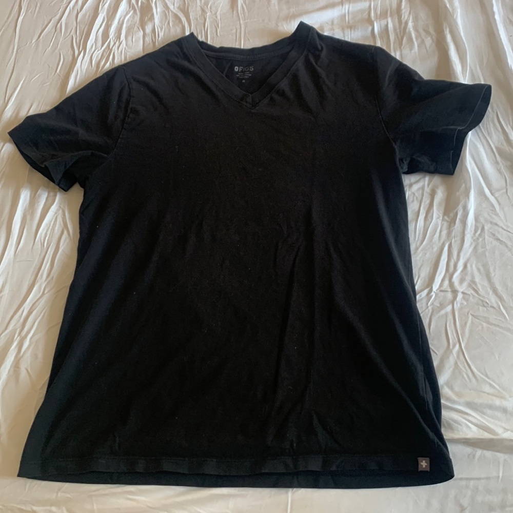 Figs black V-neck T shirt, size M